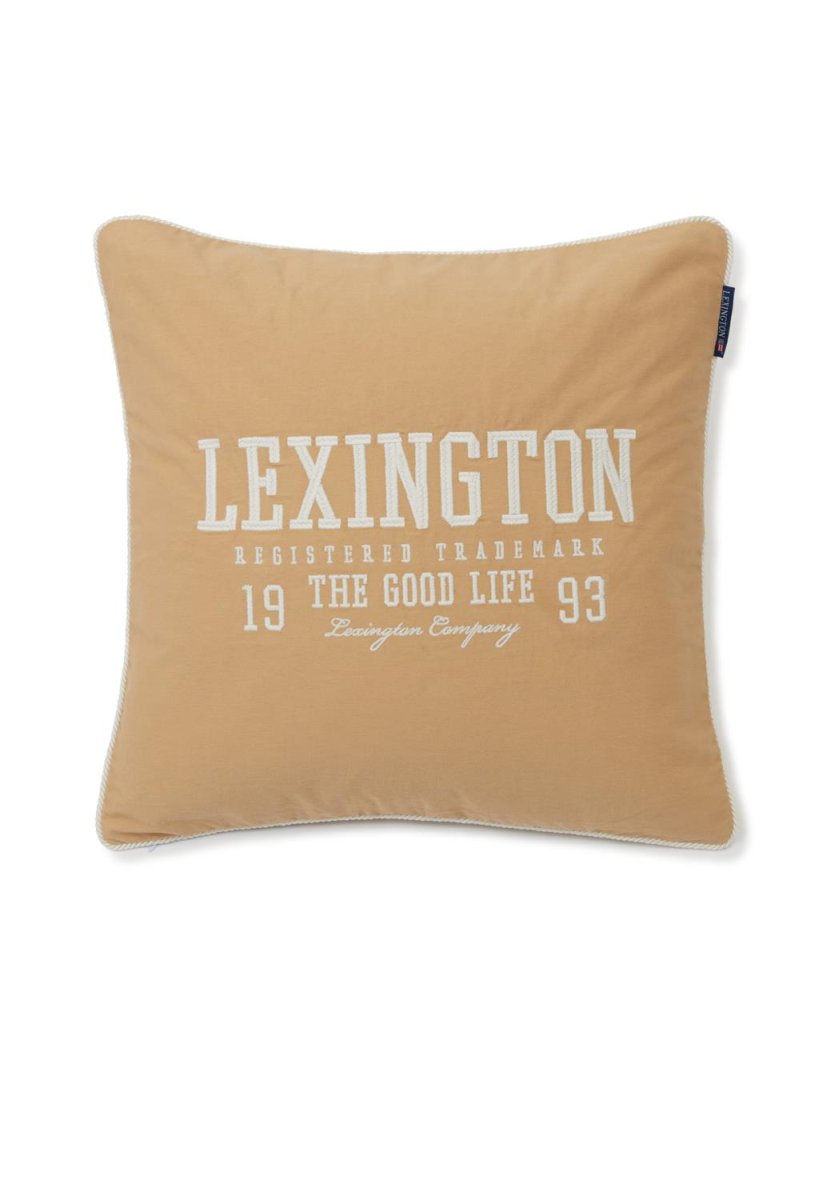 Lexington pyntepute med Lexington logo beige 50×50