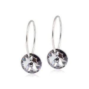Tidløse øreringer med en Swarovski-krystall som anheng i antrasitt