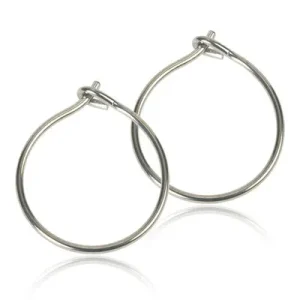 Enkel, stilig, blank og sølvfarget ørering 14 mm