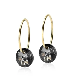 Tidløse øreringer med en Swarovski-krystall som anheng i antrasitt