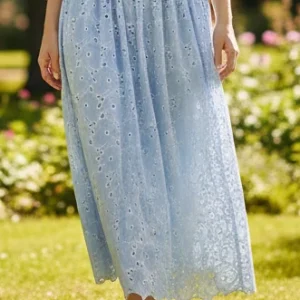 Broderie Anglaise Skirt - Light Blue