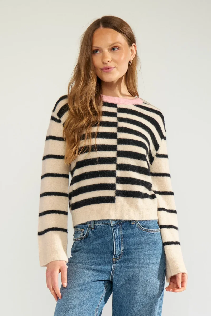 NuRiette Block Stripe Pullover - Caviar
