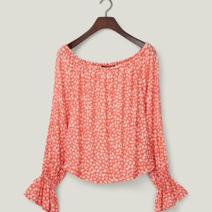 Lexington Off the shoulder-bluse med print korall