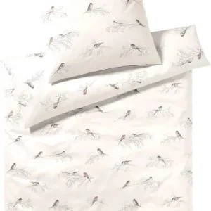 Elegante Sengetøy silkesateng Spurv offwhite/rosa