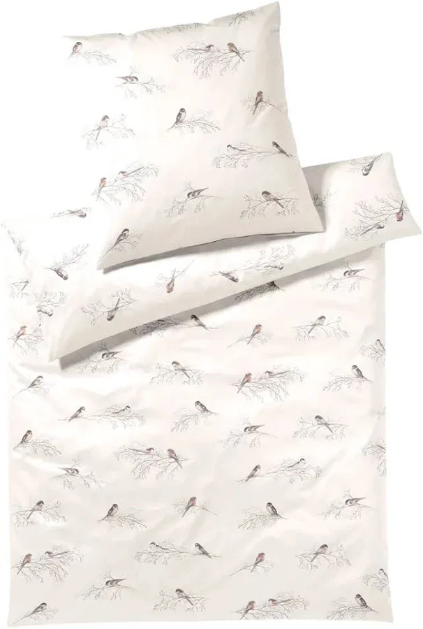 Elegante Sengetøy silkesateng Spurv offwhite/rosa