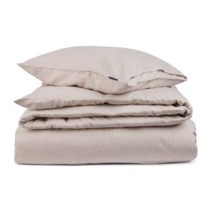 Lexington sengetøy flanell striper beige/hvit