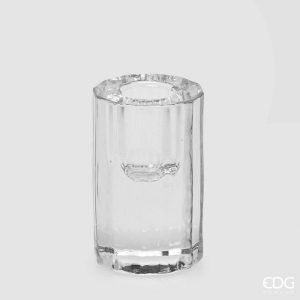 Edg Lysholder glass rund  høyde 8cm