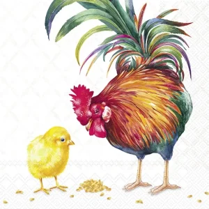 Ihr servietter lunsj rooster and chick light cream