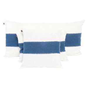 Haomy Pyntepute Goa 100% lin krem/blå 40×60