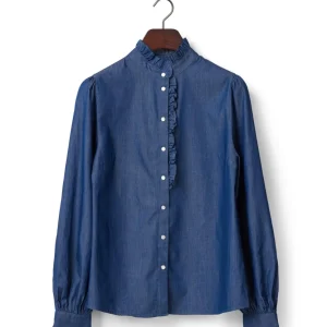 DENIM FRILL BLOUSE